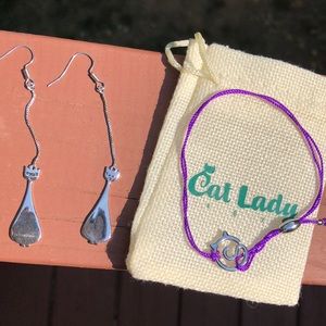 Earrings & bracelet from Cat Lady Box